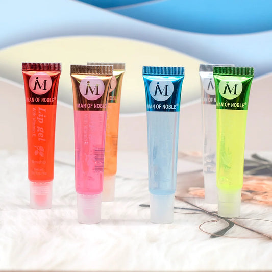 Set of 6 Fruity Lip Glosses – Moisturizing & Shiny Clear Gel – Women's Lip Makeup