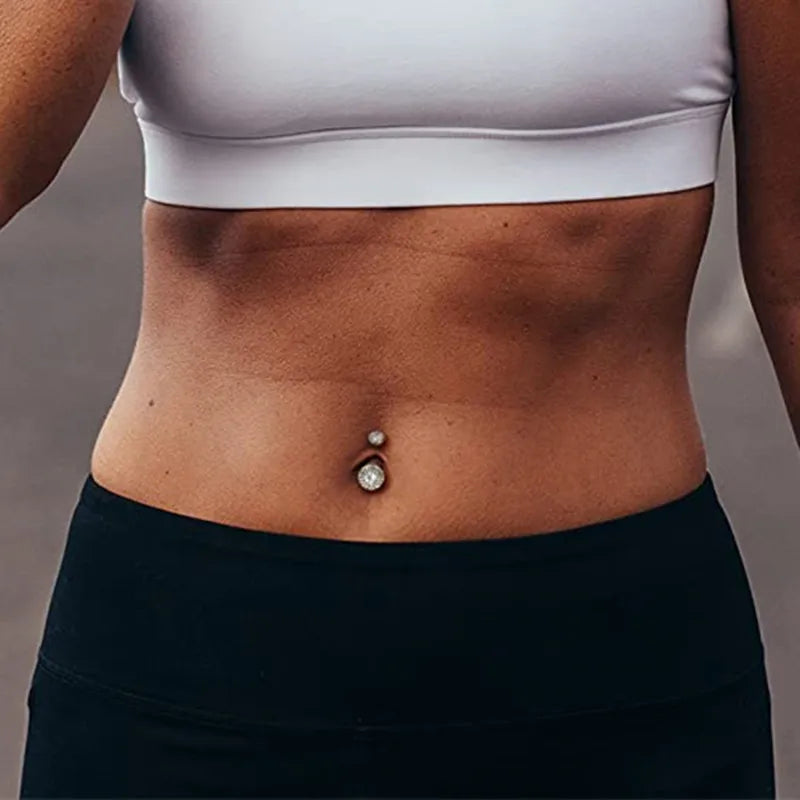 Piercing Nombril Cristal en Acier Chirurgical – Cœur & Fleur – Bijou Sexy et Élégant