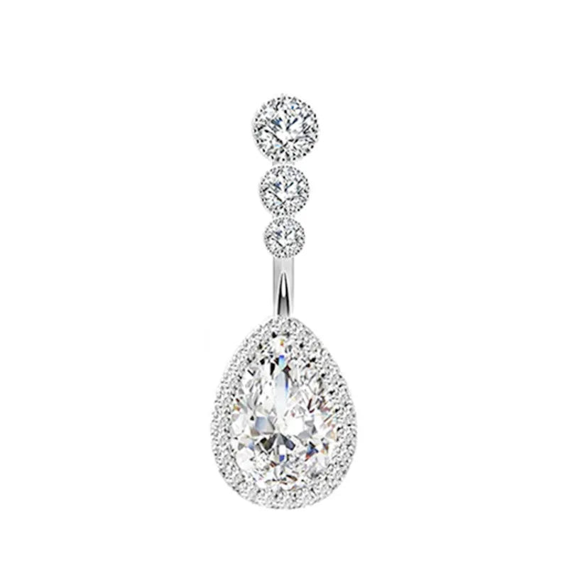 Piercing Nombril Cristal en Acier Chirurgical – Cœur & Fleur – Bijou Sexy et Élégant