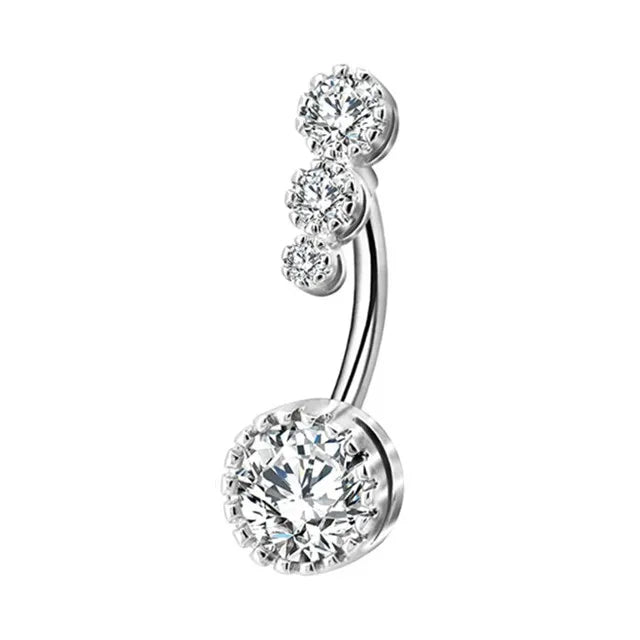 Piercing Nombril Cristal en Acier Chirurgical – Cœur & Fleur – Bijou Sexy et Élégant