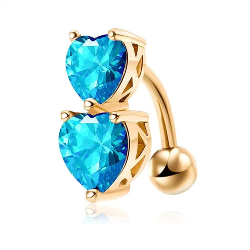Piercing Nombril Cristal en Acier Chirurgical – Cœur & Fleur – Bijou Sexy et Élégant