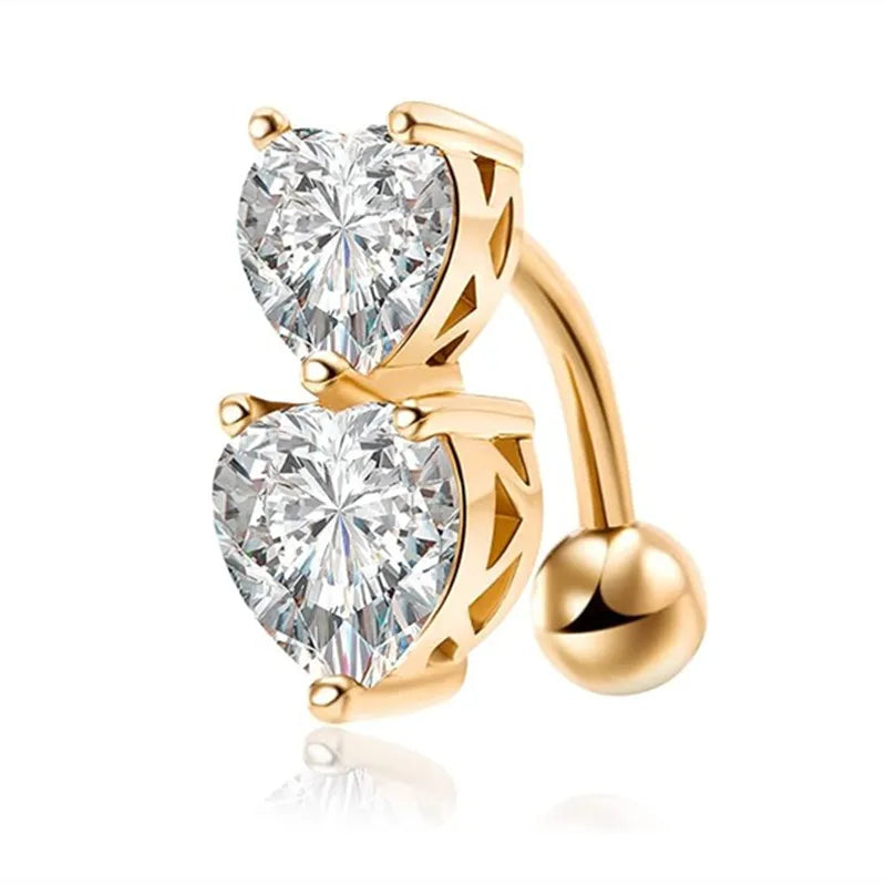 Piercing Nombril Cristal en Acier Chirurgical – Cœur & Fleur – Bijou Sexy et Élégant