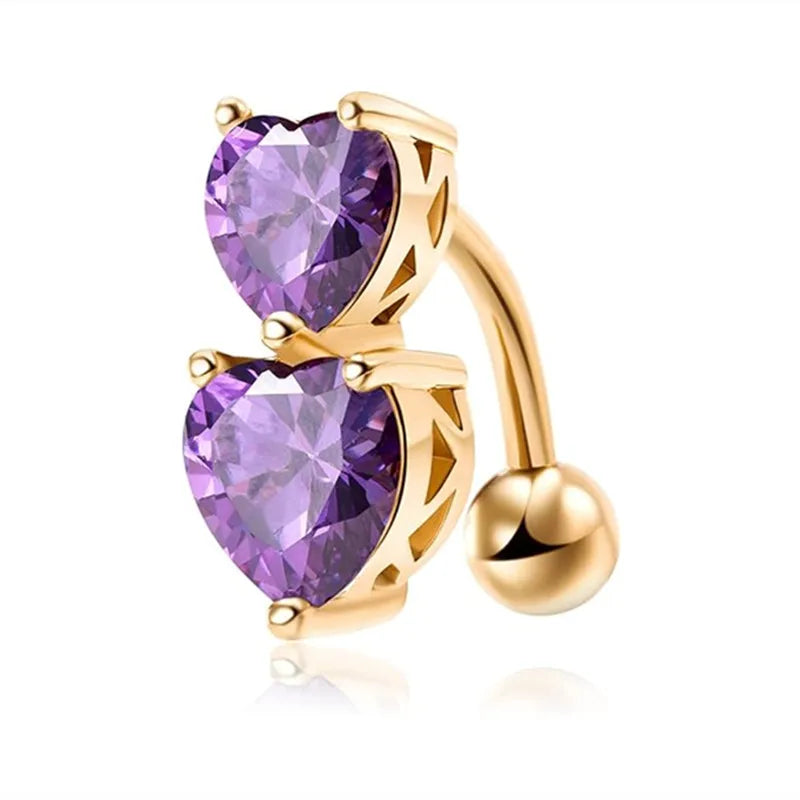 Piercing Nombril Cristal en Acier Chirurgical – Cœur & Fleur – Bijou Sexy et Élégant