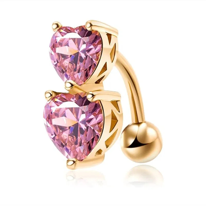 Piercing Nombril Cristal en Acier Chirurgical – Cœur & Fleur – Bijou Sexy et Élégant